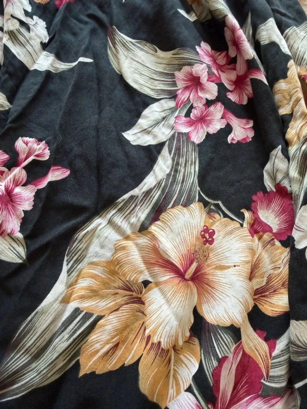 Aloha Hut Sleeveless Floral Maxi Dress with Pink & Yellow Blooms